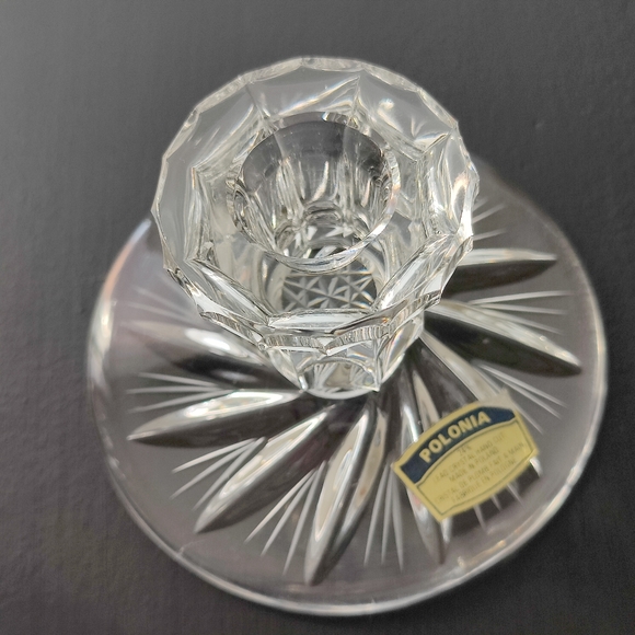 Pair of vintage | Pinwheel Crystal 🕯️ Candle stick holders | made in Poland - Picture 2 of 16